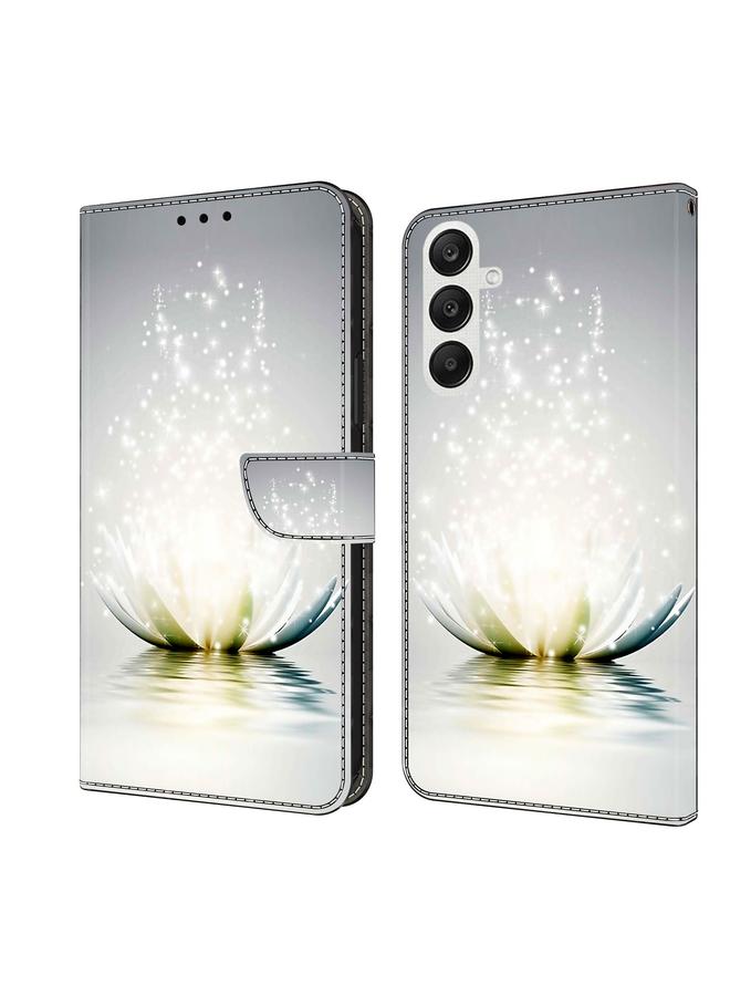 Zaboon For Samsung Galaxy A55 5G Crystal 3D Shockproof Protective Leather Phone Case(Light Lotus) 