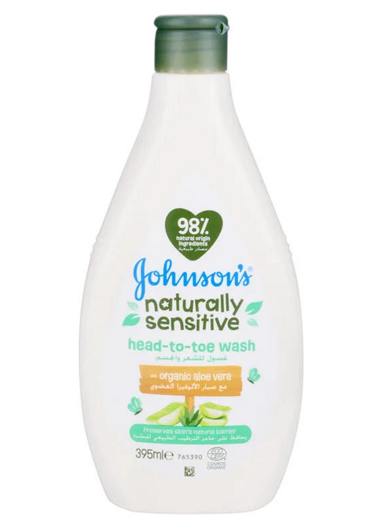 Johnson's Naturally Sensitive Head To Toe Wash With Organic Aloe Vera 395 ML