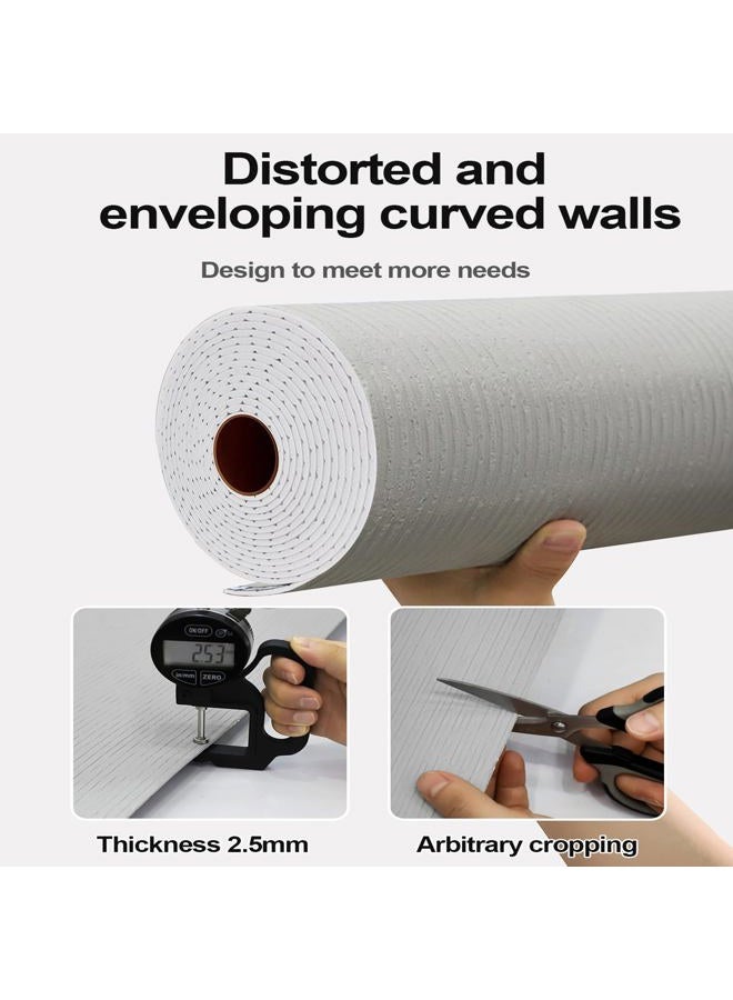 Chejiaye لفافة 3D مزيفة من الحجر قابلة للإزالة واللصق - 15.7"x110" لوحات جدران من رغوة PVC سميكة، مقاومة للماء ومانعة للصوت لتزيين الجدران بتصميم ملمس الأسمنت، رمادي الأسمنت لتزيين غرفة المعيشة وغرفة النوم (أبيض فاتح) - Image 5