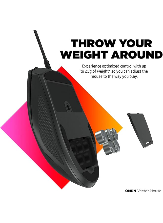 HP Omen Vector Gaming Mouse Wired E Sport Grade Omen Radar 3 Sensor Up To 16 000 Dpi 99% Accuracy 6 Programmable Buttons Adjustable Weights Customizable Leds 2 Year Warranty Black 8Bc53Aa  - Image 4