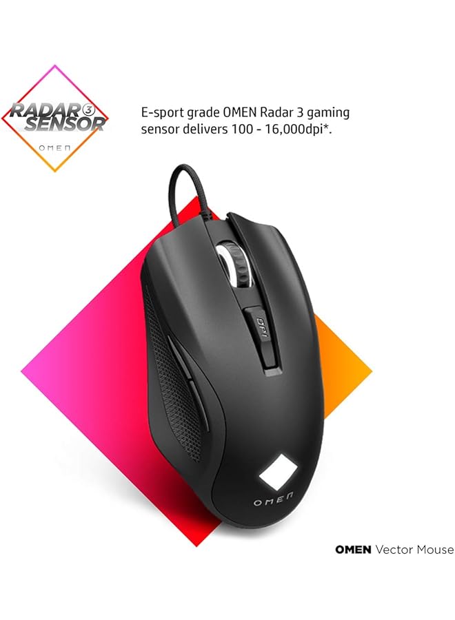 HP Omen Vector Gaming Mouse Wired E Sport Grade Omen Radar 3 Sensor Up To 16 000 Dpi 99% Accuracy 6 Programmable Buttons Adjustable Weights Customizable Leds 2 Year Warranty Black 8Bc53Aa  - Image 2