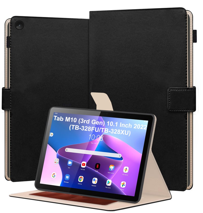 TGK Flip Case Cover for Lenovo Tab M10 FHD 3rd Gen 10.1 inch TB328FU TB328XU with Stylus Holder (Black) - Image 1