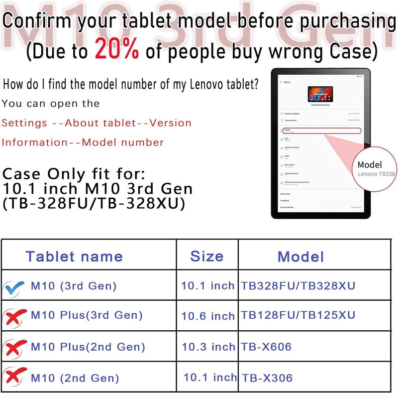 TGK Flip Case Cover for Lenovo Tab M10 FHD 3rd Gen 10.1 inch TB328FU TB328XU with Stylus Holder (Black) - Image 3