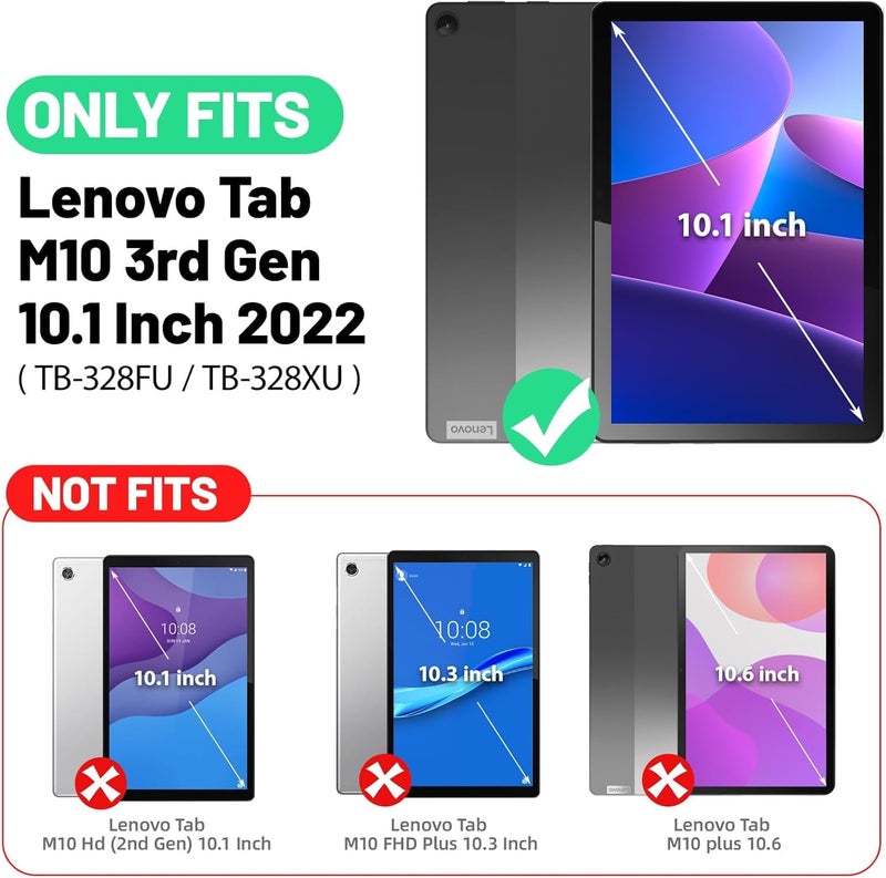 TGK Flip Case Cover for Lenovo Tab M10 FHD 3rd Gen 10.1 inch TB328FU TB328XU with Stylus Holder (Black) - Image 2