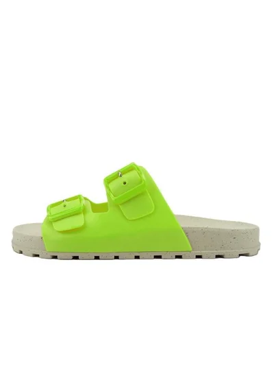 Voices Folk Women'S Birken Style Sandal With Adjustable Strap - Natural/Lime