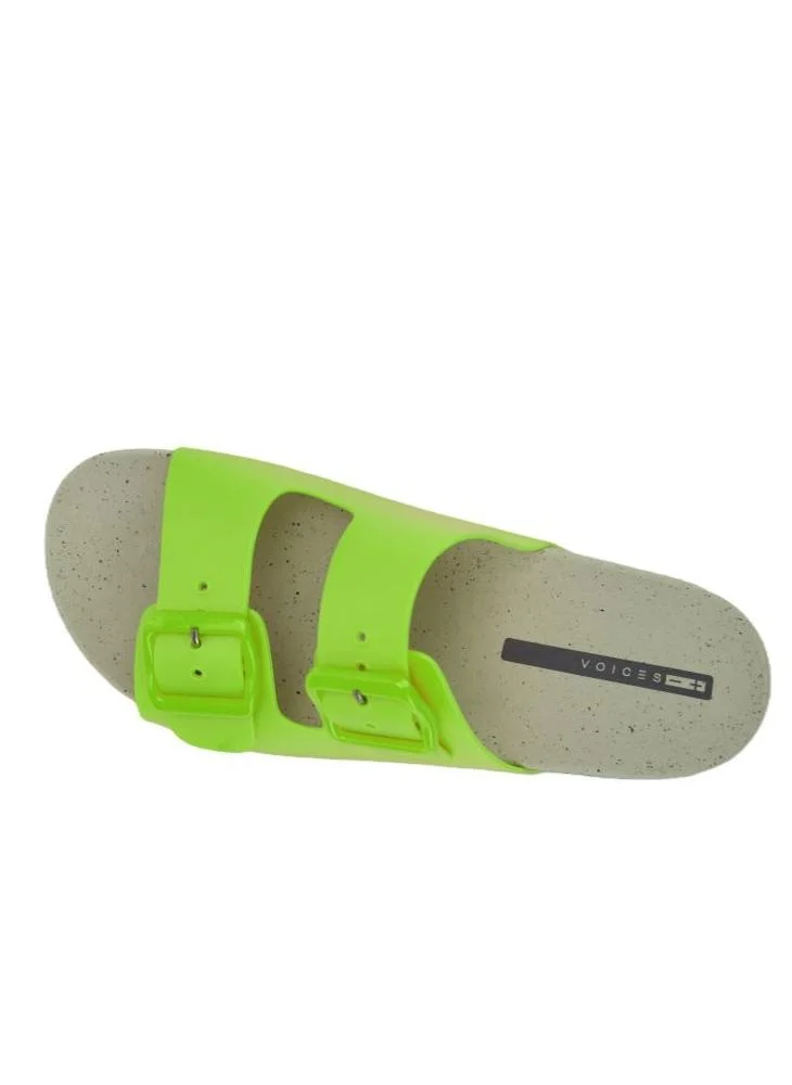 Voices Folk Women'S Birken Style Sandal With Adjustable Strap - Natural/Lime