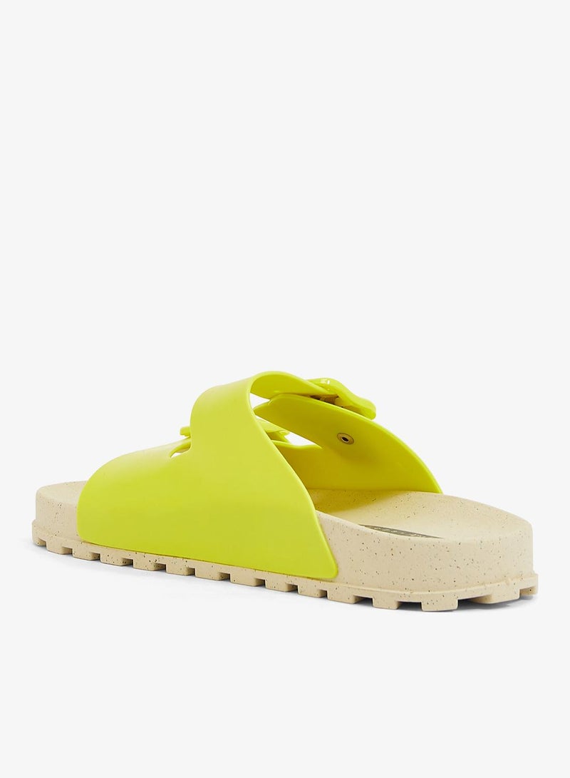 Voices Folk Women'S Birken Style Sandal With Adjustable Strap - Natural/Lime - Image 2