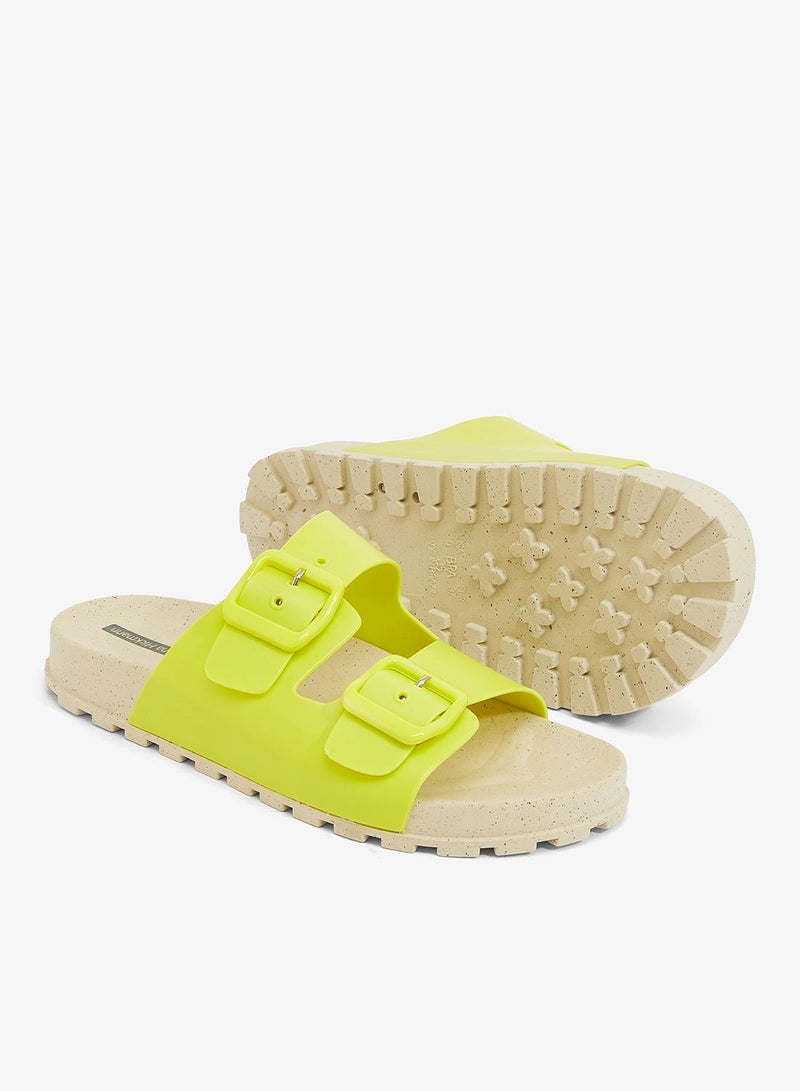 Voices Folk Women'S Birken Style Sandal With Adjustable Strap - Natural/Lime - Image 3