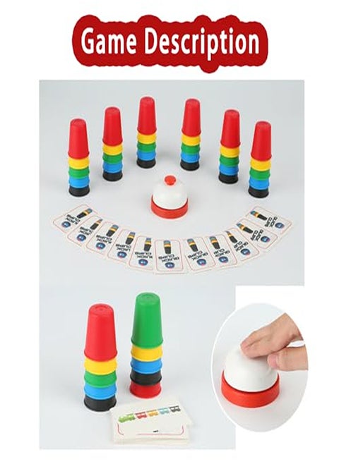 Mowytii Stacking Cups Game, Party Interactive Board Game,Flying Stacking Cups Classic Family Game,for Boys and Girls with 24 Picture Cards and 30 Cups