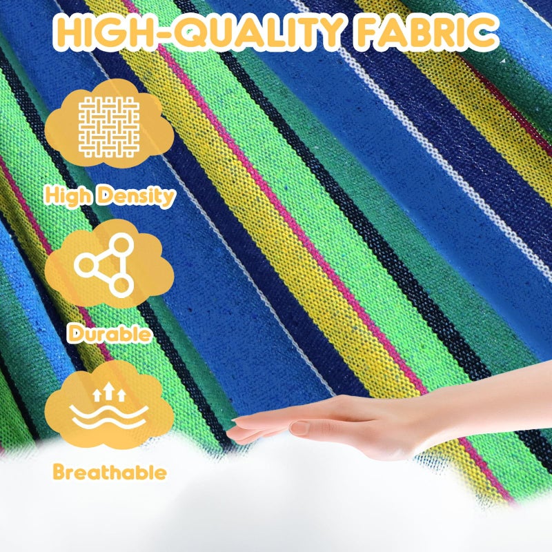 ANYOO Cotton Hammock Portable Camping Hammocks for Hanging Sturdy Garden Comfortable Fabric Hammock with Tree Straps Up to 660lbs with Travel Bag for Camping Outdoor/Indoor Patio Backyard - Image 2