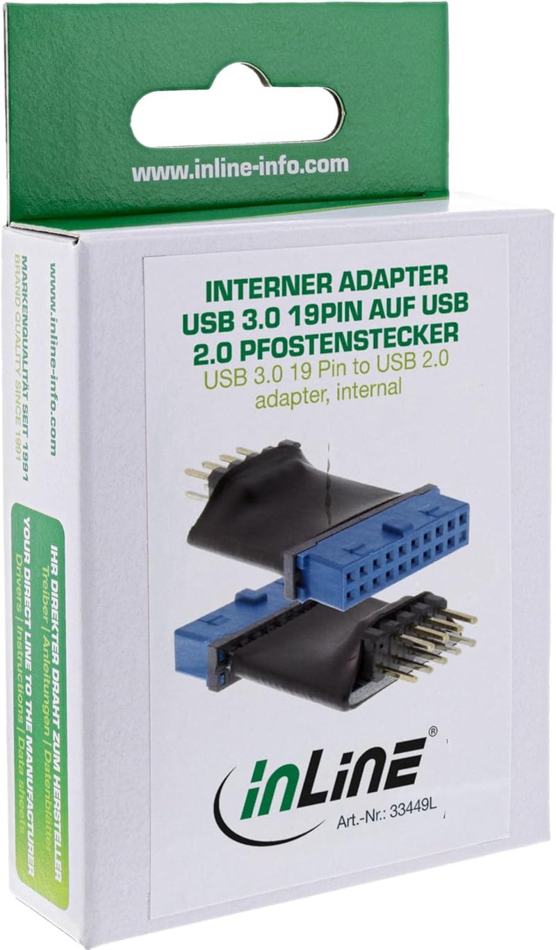 إن لاين موصلات ® محول USB 3.0 إلى 2.0 داخلي 19-دبوس قابس دبوس - Image 3