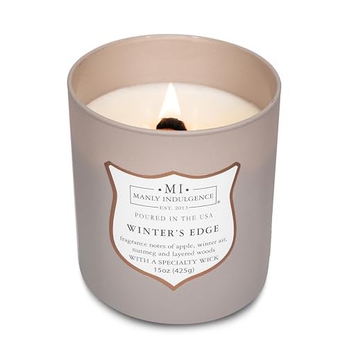 Manly Indulgence Winters Edge Scented Candles for Men, 15 oz Wooden Wick, Premium Soy Blend Wax, 60H Burn, Candles for Home Scented - Made in The USA - Image 4