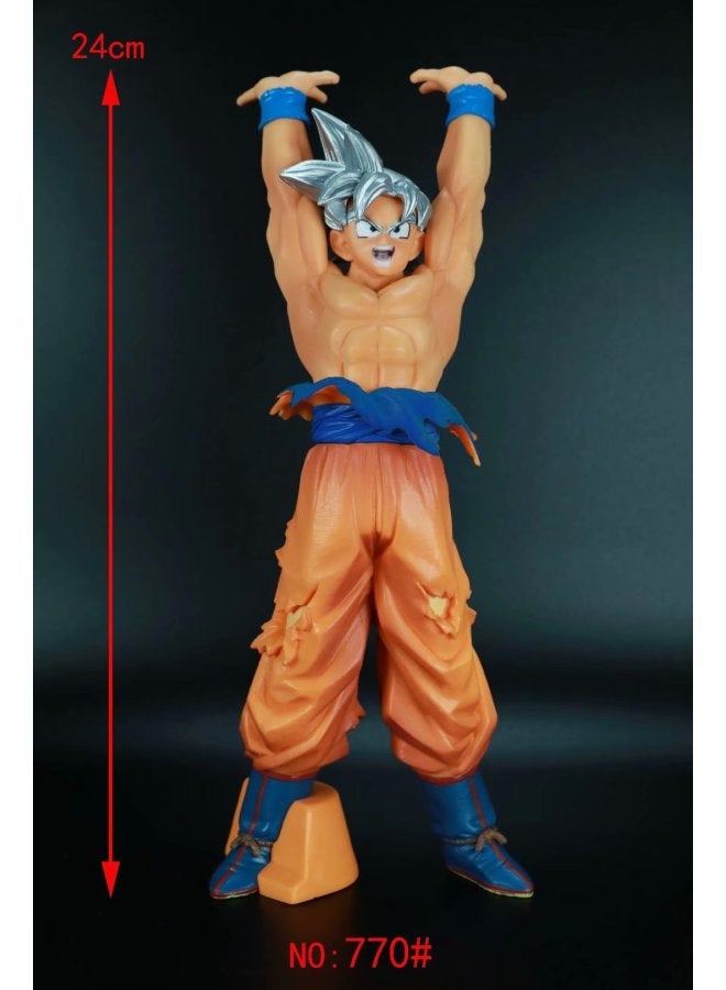 Dragon Ball Free And Extremely Merit Monkey King Black Hair Wukong Yellow Hair Wukong Silver Hair Wukong Ornaments-Color:44 Generation Silver-haired Goku - Image 1