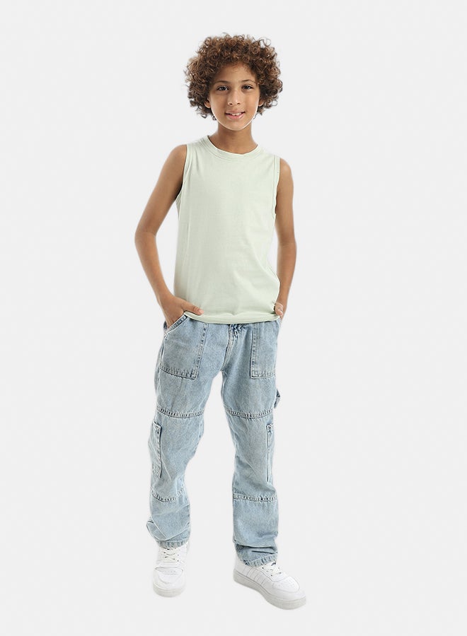 Andora Cut Sleeves Tnak Top_Light Green - Image 5