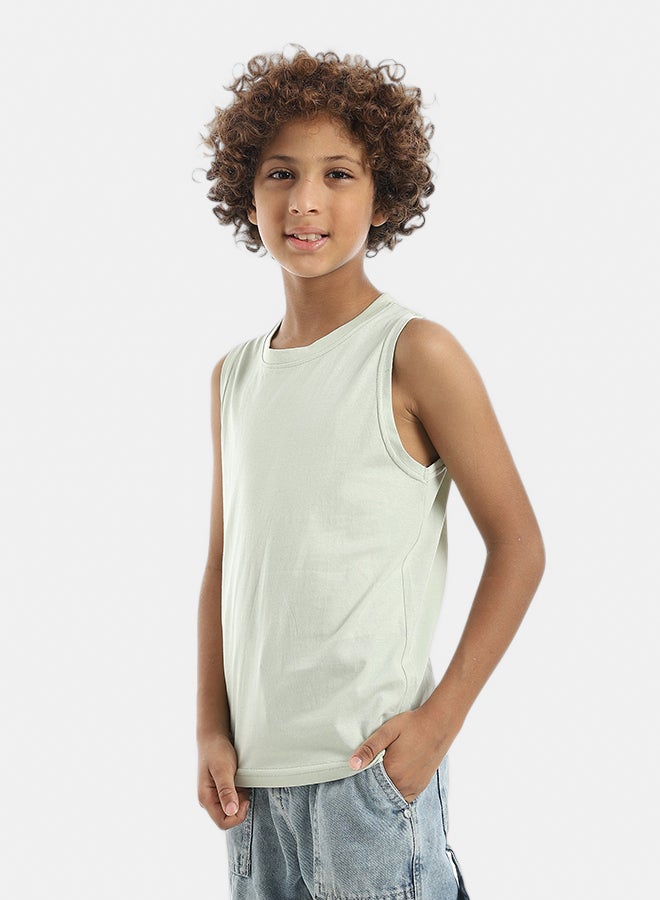 Andora Cut Sleeves Tnak Top_Light Green - Image 2