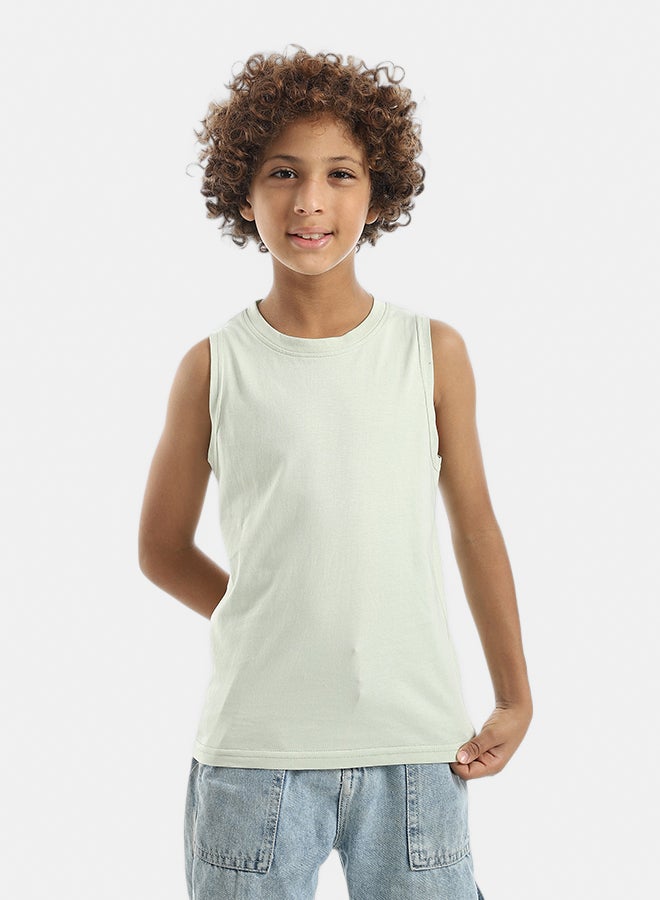 Andora Cut Sleeves Tnak Top_Light Green - Image 1