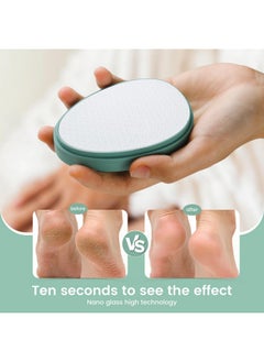 BEZOX Nano Glass Foot File Callus Remover With Cover - Gentle Glass Foot Pumice Stone, Effective Feet Scrubber For Dead Skin, And Portable Pedi Egg Foot Care Tool - Green  - Image 3