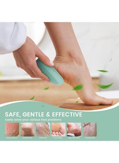 BEZOX Nano Glass Foot File Callus Remover With Cover - Gentle Glass Foot Pumice Stone, Effective Feet Scrubber For Dead Skin, And Portable Pedi Egg Foot Care Tool - Green  - Image 2