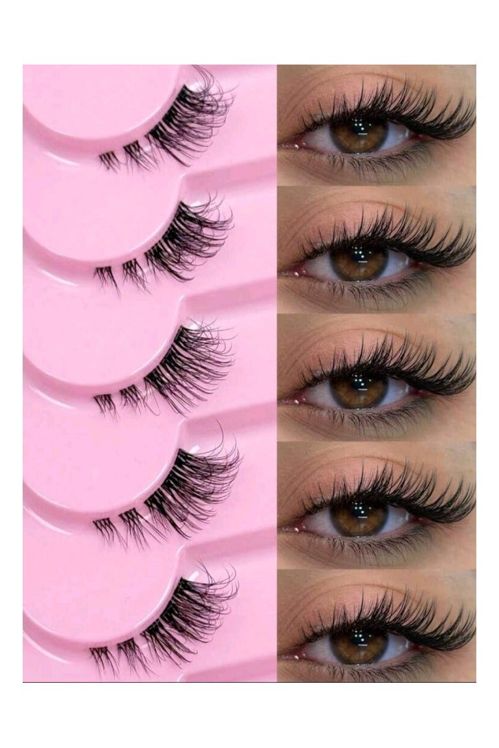 روزي لاشيز 7 أزواج من الرموش الطرفيه رموش مسحوبة لطرف العين بخط جفن شفاف مريح للاستخدام عدة مرات - Image 1