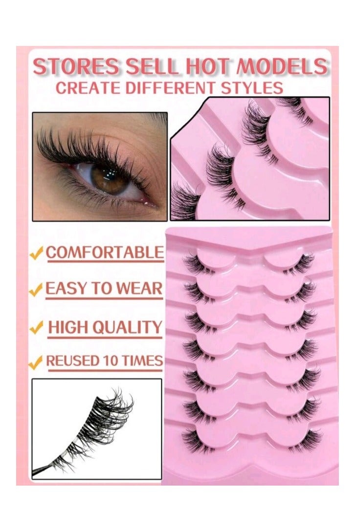 روزي لاشيز 7 أزواج من الرموش الطرفيه رموش مسحوبة لطرف العين بخط جفن شفاف مريح للاستخدام عدة مرات - Image 3