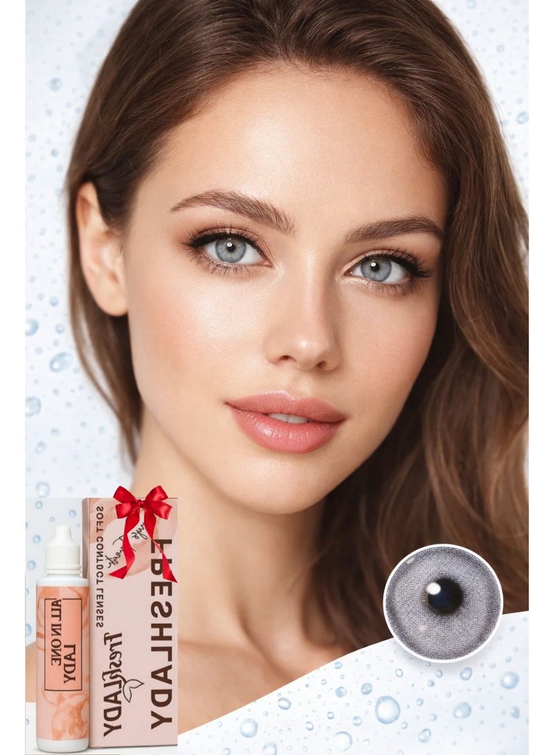 فريش ليدي عدسات لاصقة ايطالي لون ( رمادي - ازرق ) 2 عدسة من اللون +محلول عدسات طبي - Image 2