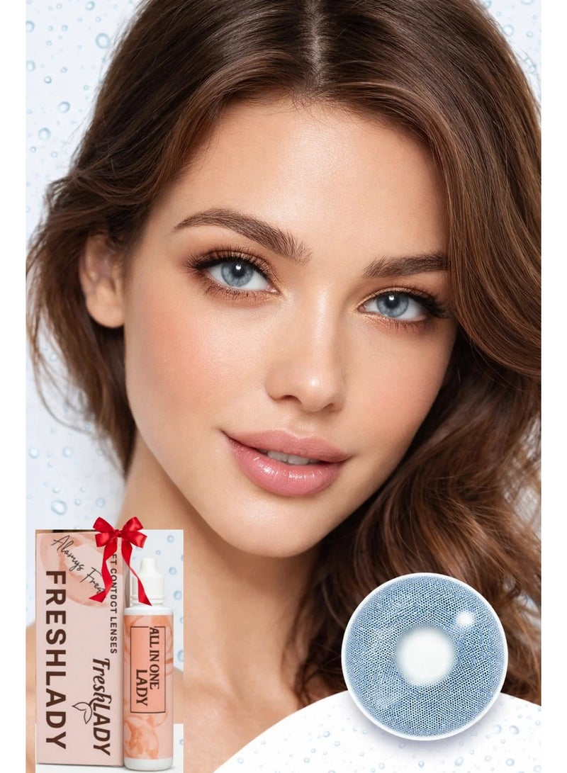 فريش ليدي عدسات لاصقة ايطالي لون ( رمادي - ازرق ) 2 عدسة من اللون +محلول عدسات طبي - Image 3