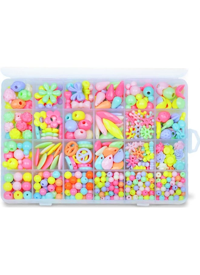 IBAMA - IBAMA 24 Grids DIY Candy Color Love Beads Fruit Beads Mickey Head Round Beads Flower Beads Butterfly Beads DIY Handmade Beads Jewelry Making Set with Box(450pcs) - Image 1