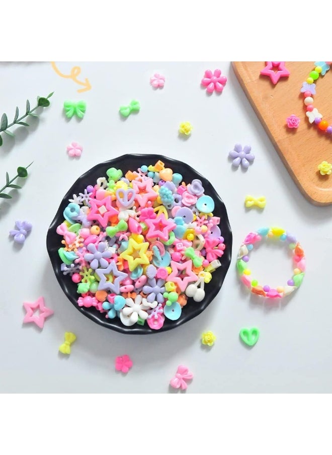 IBAMA - IBAMA 24 Grids DIY Candy Color Love Beads Fruit Beads Mickey Head Round Beads Flower Beads Butterfly Beads DIY Handmade Beads Jewelry Making Set with Box(450pcs) - Image 1