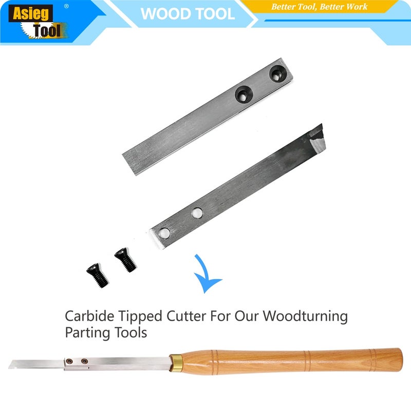 Asieg Tool Carbide Tiped Wood Turning Replacement Blades Knives Cutter for Parting Tool and Grooving Woodturning Lathe Tool 100x12.2x3mm - Image 4