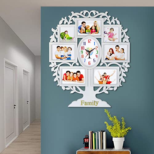 Harbour Analog Latest Stylish New Models Wall Clock with Photo Frames for Home Living Room Hall Bedroom (Size Height 58 CM X Width 48CM)- Home Decor Big Size Wall Clock Mz BLKK 7 - Image 1