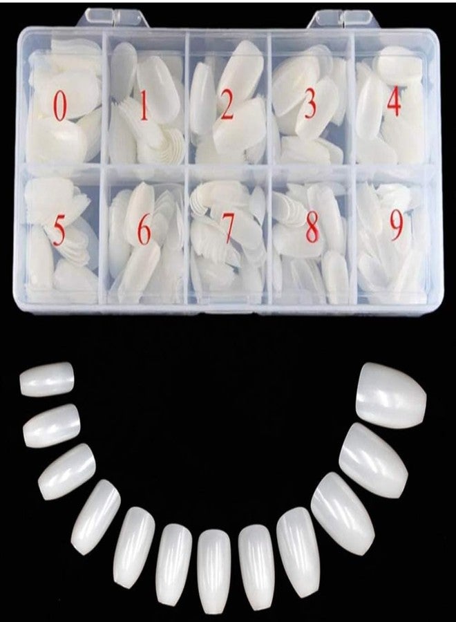LOBE MIRACLE Natural: 500Pcs Natural False Nails Tips Lady Acrylic Artificial Tip Manicure with Box of 10 Sizes for Nail Art Salons and Home DIY (Off-White, Set of 500) - Image 1