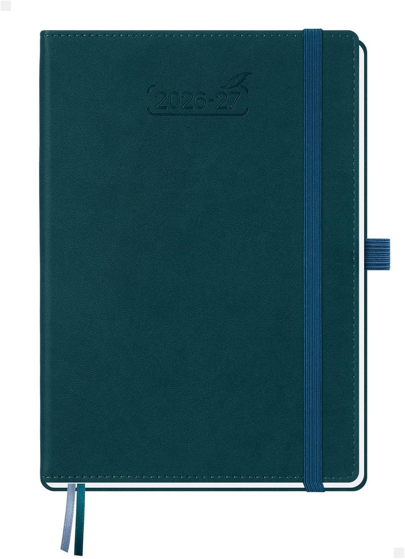 BEZEND A5 Diary 2026-2027 Week to View Academic Year 18 Month Runs Jul'26 - Dec'27, Vertical Weekly Planner with Time Slots & Monthly Tabs, PU Leather Hardback, Dark Green - Image 1
