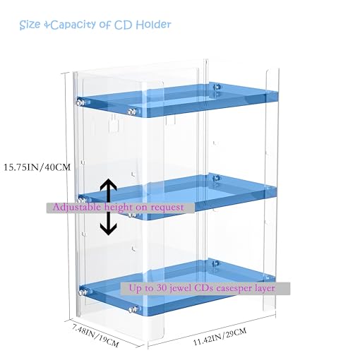 YFEEN 3 Tier Clear Acrylic CD Organizer Holds Up to 54 CDs Countertop Storage Media Shelf Home Office - Image 3