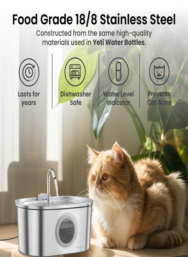 PawsPik SS-01 Stainless Steel Faucet-Design Cat Fountain 108.2 oz. - Image 2