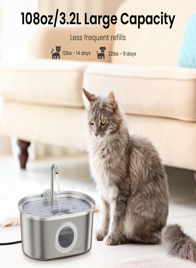 PawsPik SS-01 Stainless Steel Faucet-Design Cat Fountain 108.2 oz. - Image 3