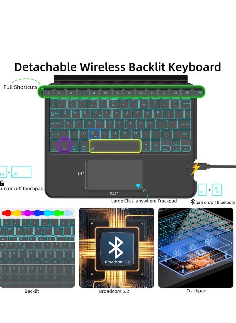 QPHWHFQ - 【English】Detachable Magic Keyboard Case for 14.6 inch Samsung Galaxy Tab S10 Ultra/S9 Ultra/S8 Ultra, Magnetic Bluetooth Keyboard Case Samsung Tab with Stand, Multi-Touch Trackpad, 7-Color Backlight - Image 1