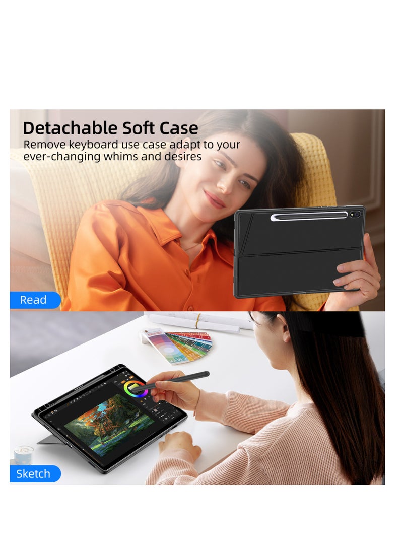 QPHWHFQ - 【English】Detachable Magic Keyboard Case for 14.6 inch Samsung Galaxy Tab S10 Ultra/S9 Ultra/S8 Ultra, Magnetic Bluetooth Keyboard Case Samsung Tab with Stand, Multi-Touch Trackpad, 7-Color Backlight - Image 1