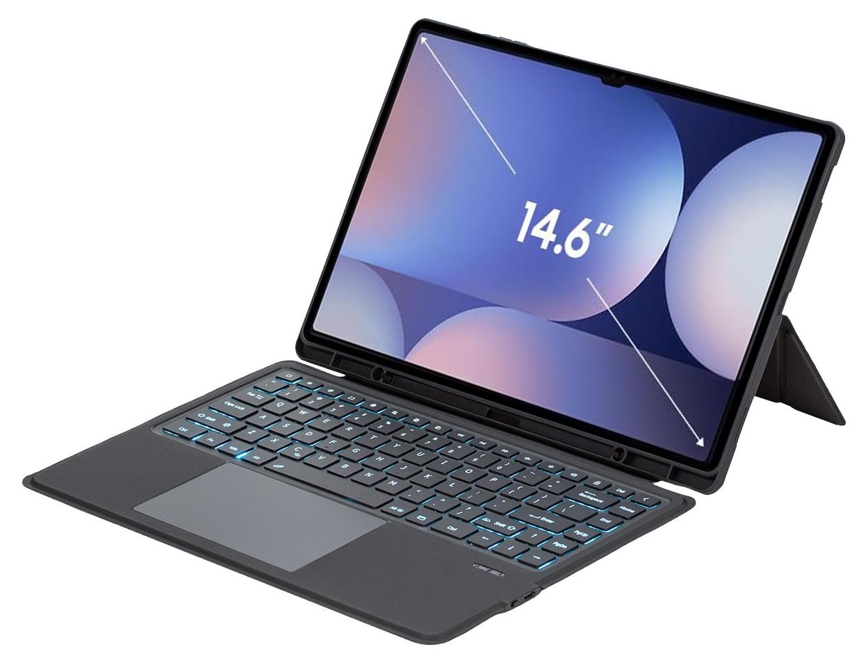 QPHWHFQ Detachable Magic Keyboard Case for 14.6 inch Samsung Galaxy Tab S10 Ultra/S9 Ultra/S8 Ultra, Magnetic Bluetooth Keyboard Case Samsung Tab with Stand, Multi-Touch Trackpad, 7-Color Backlight
