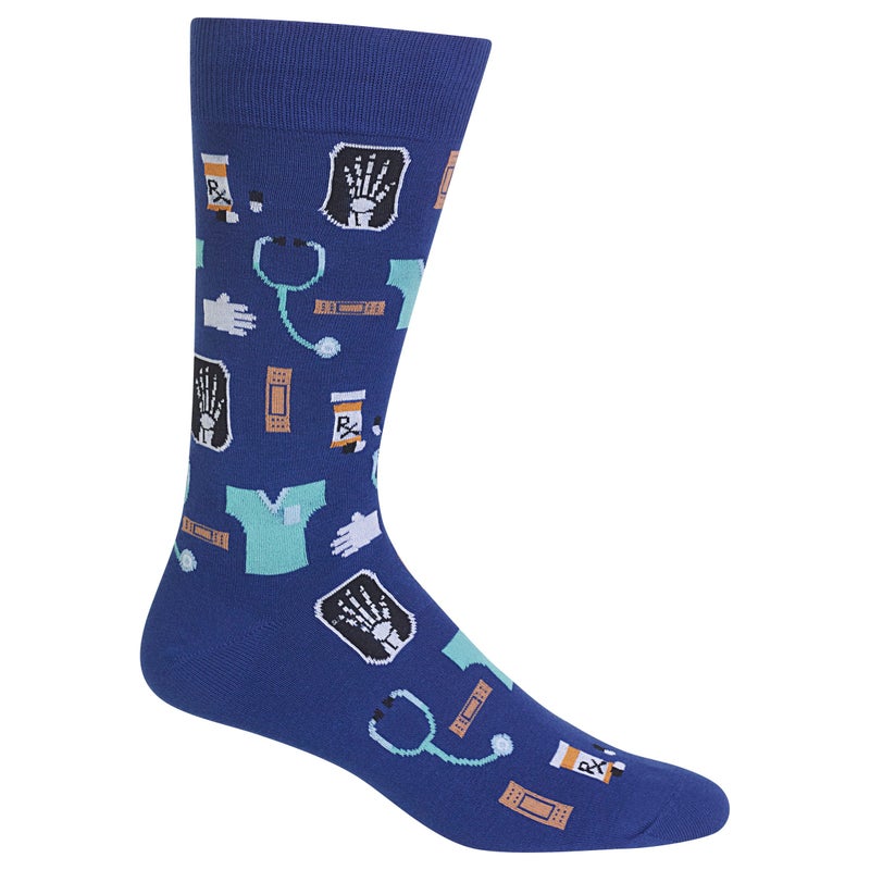 Hot Sox Men's Fun Occupation & Dad Crew 1 Pair Pack-Cool & Funny Father's Day Novelty Fashion Socks, Medical (Dark Blue), Shoe Size: 6-12 - Image 1