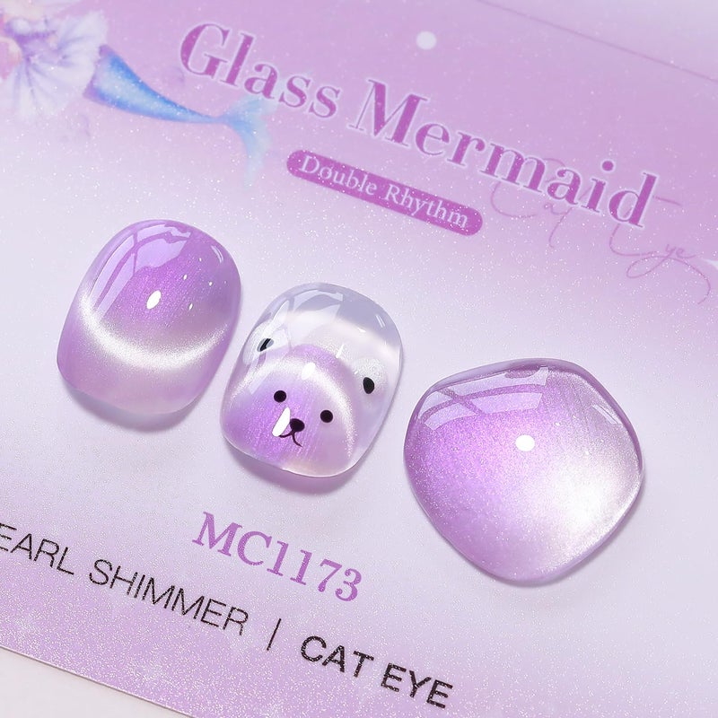 Double Rhythm 6 Colors Cat Eye Gel Polish Set Shimmer Glitter with Magnet Holographic Reflective Magnetic UV Nail Art Kit (6-Kit-50) - Image 2