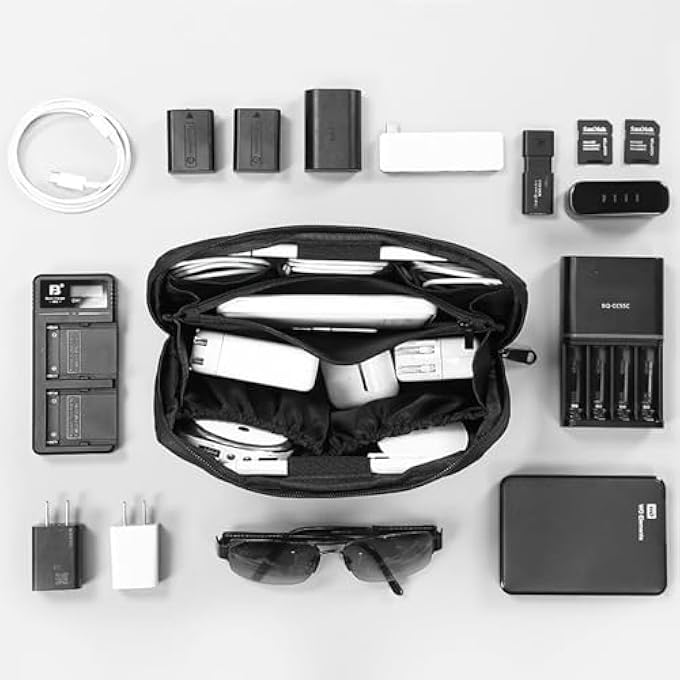 rayihni ELECTRONIC ORGANIZER TRAVEL CASE, WATERPROOF TECH POUCH FEATURING CABLE STORAGE COMPARTMENTS, PORTABLE ORGANIZER PERFECT FOR CHARGER CORD PHONE POWER BANK HARD DRIVE, PERFECT COMPACT TRAVEL BAG P - Image 3