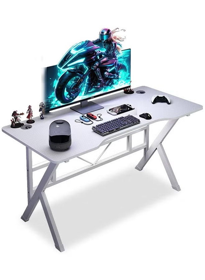 إج طاولة ألعاب بيضاء، مكتب ألعاب وطاولة للمكتب المنزلي، طاولة كمبيوتر مع سطح كربون فايبر على شكل حرف K، عالية الجودة وسهلة التركيب - Image 1