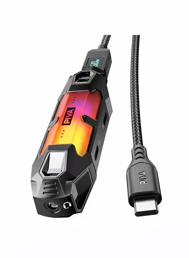 بيفا PIVA X41 4 في 1 USB-C مركز الألعاب ومحطة حوض مع بطاقة صوت DAC ، شحن سريع 60W PD ، مقبس صوت 3.5 مم ، منفذ بيانات USB ، إضاءة RGB - متوافق مع iPhone و iPad و Android و RedMagic وأجهزة الكمبيوتر المحمولة - Image 1
