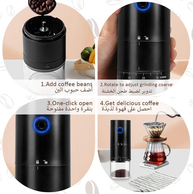 Electric Burr Coffee Grinder - Portable Coffee Grinder with 38 Adjustable Grind Settings (Black) - Image 5