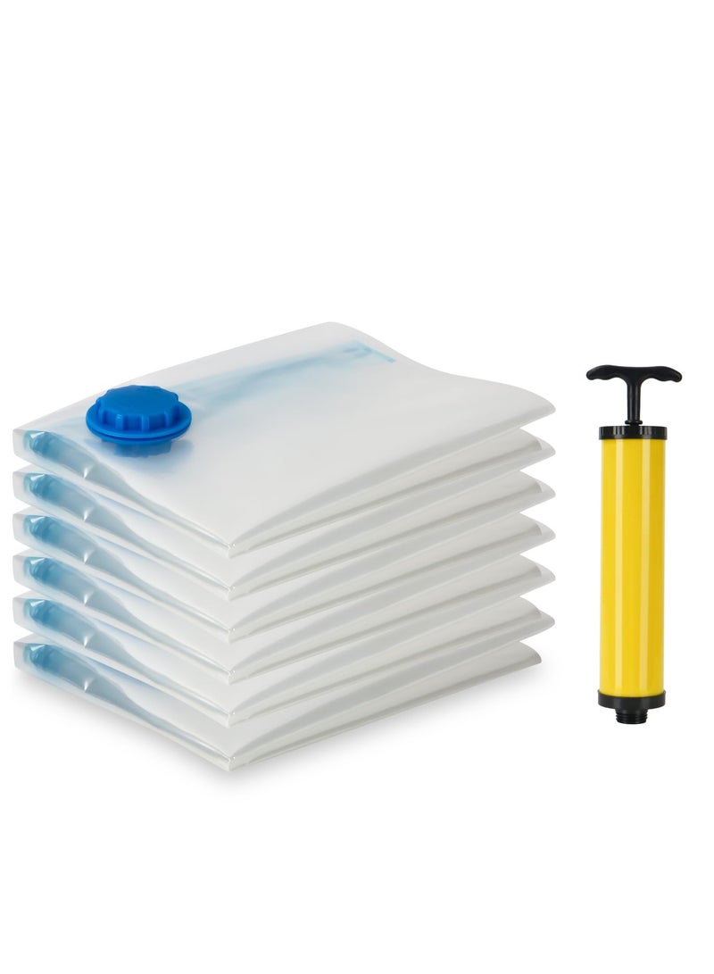 BEWAVE 6 Pack Small Vacuum Storage Bags Space Saver Bags for Clothes, Bedding, Pillows, Comforters, Blankets Reusable Vacuum Sealer Bags with Travel Hand Pump 40 x 60CM