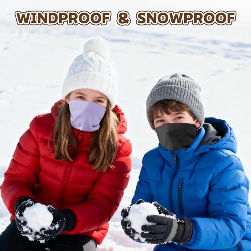 GXCROR Kid Winter Neck Warmer, Reversible Fleece Gaiter Scarf, Windproof Face Mask - Image 5