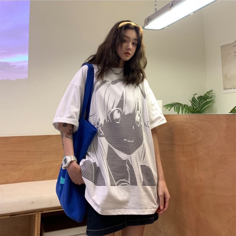 National fashion short-sleeved T-shirt men's summer fashion brand printed versatile couple's T-shirt Hong Kong style loose plus size round neck top - Image 5