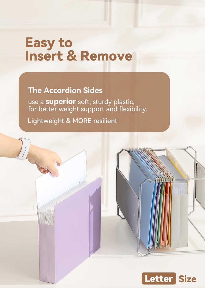 SortRax Plastic Extra Capacity Hanging File Folders, 2" Pastel Expanding Pocket, Heavy Duty for Filing Cabinet, Insertable 1/5-Cut Tabs, Letter Size - 12 Pack - Image 3