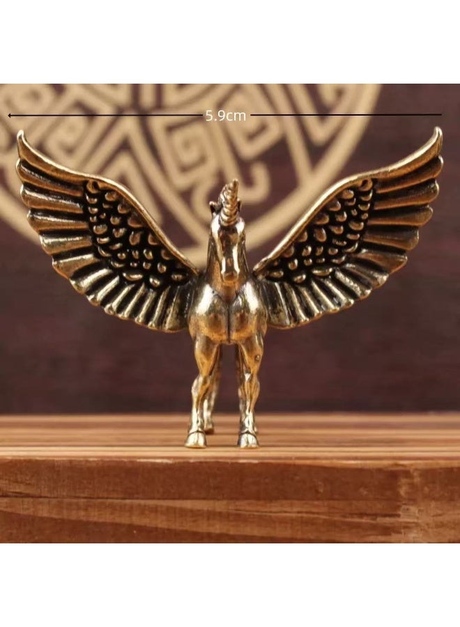 2PCS Vintage Brass Pegasus Unicorn Figurine – Creative Mini Mythical Horse Statue, Retro Art Decor Ornament for Home & Office - Image 4