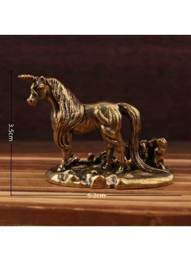2PCS Vintage Brass Pegasus Unicorn Figurine – Creative Mini Mythical Horse Statue, Retro Art Decor Ornament for Home & Office - Image 2